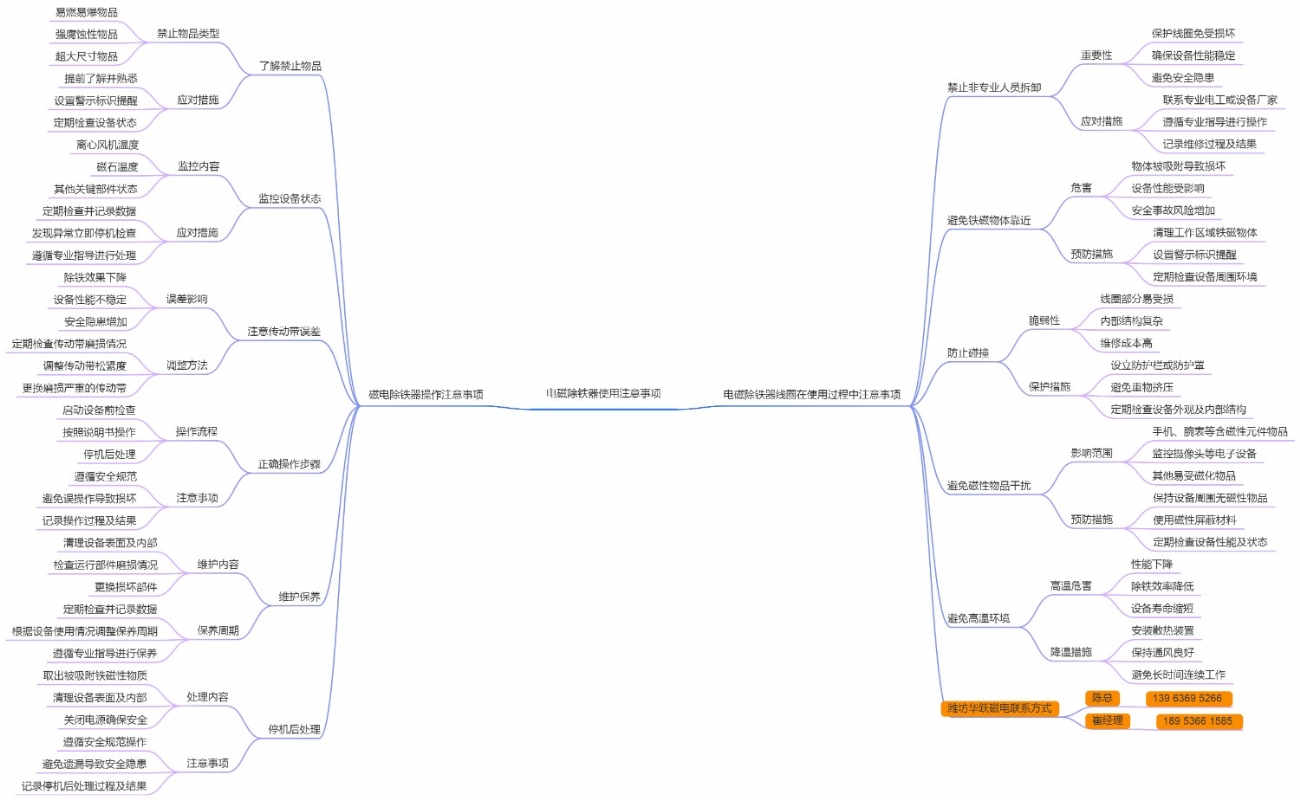 电磁除铁器使用注意事项思维导图